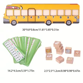   Fa Állatos Busz Puzzle Játék - Fejleszti a Matematikai Készségeket és a Logikát