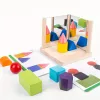 Fa geometriai alakú tükör építőkockák - Fejleszd a térlátást és a logikai készségeket puzzle játékkal