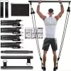 8db Készlet - Pilates Bar Készlet 4 Ellenállási Szalaggal (63.5 KG) 8 részes fekete【63.5 kg】