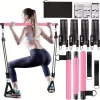 8db Készlet - Pilates Bar Készlet 4 Ellenállási Szalaggal (63.5 KG) 8 részes rózsaszín【63.5 kg】