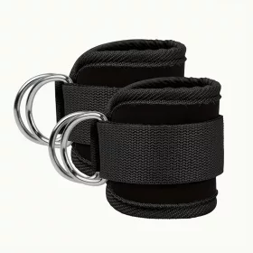   2db Állítható Légáteresztő Bokapántok Ellenállási Szalagokhoz - Tartós Poliészter Fitnesz Lábgyűrűk Fekete Színben