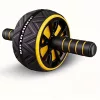 1db Otthoni Fitnesz Hasizom Gyakorló Kerék - Hordozható Mag Erősítő Piros & Fekete Fogantyúkkal, Tartós PP Anyag Has- és Mellizom Edzéshez, Felsőtest Edzéshez Sárga
