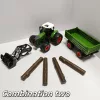 Farm Traktor Kombinációs Készlet 2. kombináció (széles kerékű traktor + elülső markolókar + rönkszállító teherautó + 4 szimulált fa)