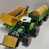Farm Traktor Kombinációs Készlet 2. kombináció (széles kerékű traktor + elülső markolókar + rönkszállító teherautó + 4 szimulált fa)