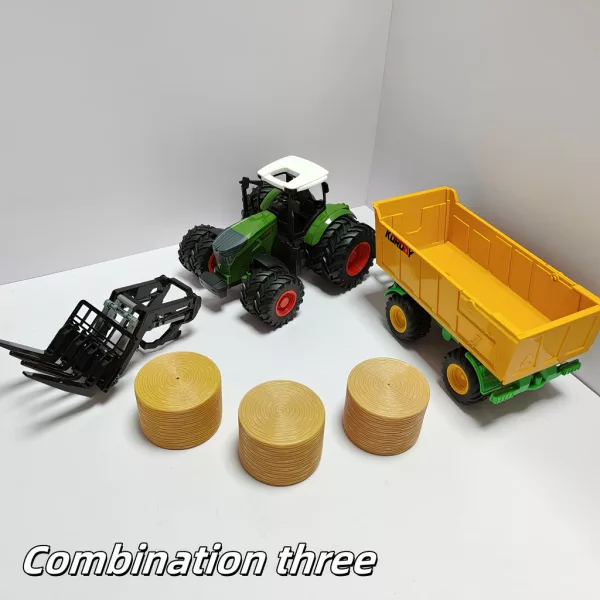 Farm Traktor Kombinációs Készlet Hármas kombináció (nyolckerekes traktor + első villás emelő + szállító + 3 szénakazal)