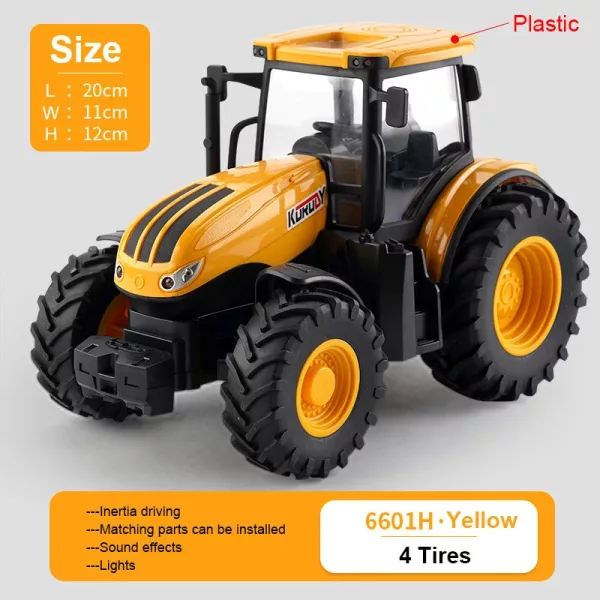 Children Toys Car Models Tractor Multiple Accessories To Choose From yellow-4tires