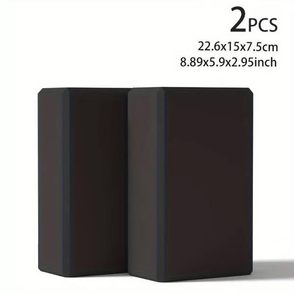 2 db egyszínű jógatégla, csúszásmentes, nagy sűrűségű jógablokkok, alkalmasak testformáláshoz, lábnyomáshoz, jógához és pilateshez Yoga Block-Fekete/2db