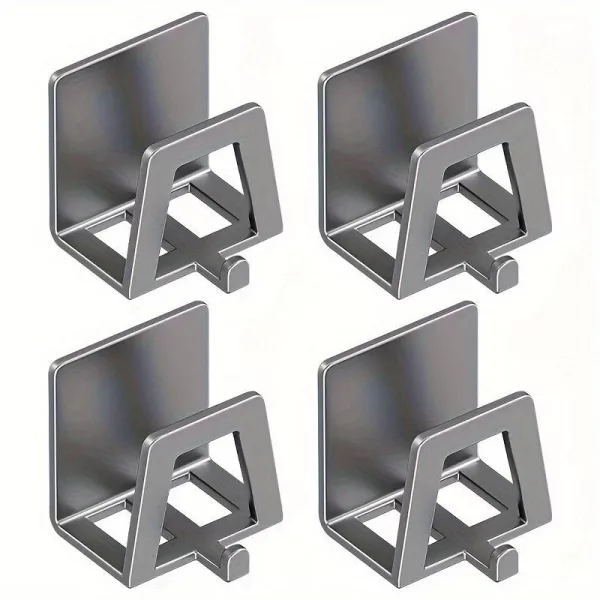 4db Modern Easy Install Öntapadó Fém Trapézúmosó Tároló Állvány szürke - 4 db