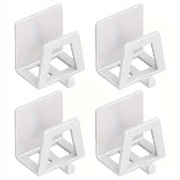 4db Modern Easy Install Öntapadó Fém Trapézúmosó Tároló Állvány fehér - 4 db