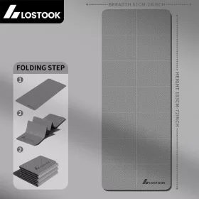  Elveszett Foldable Jóga Szőnyeg, TPE Anyag, Csúszásmentes, Vízálló, Könnyű, Egyszínű, Szürke/Lila/Kék, Jógához, Pilateshez, Fitnesz Edzéshez szürke