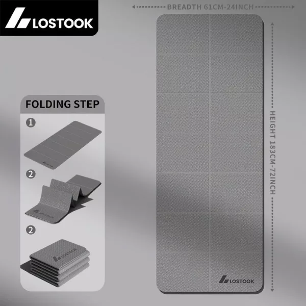 Elveszett Foldable Jóga Szőnyeg, TPE Anyag, Csúszásmentes, Vízálló, Könnyű, Egyszínű, Szürke/Lila/Kék, Jógához, Pilateshez, Fitnesz Edzéshez szürke