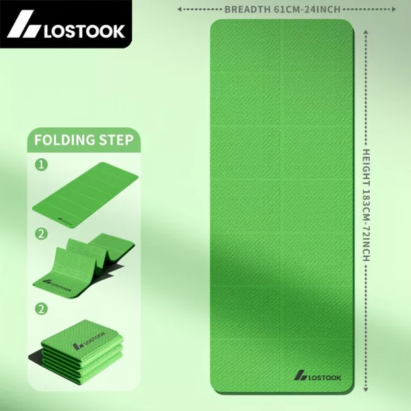 Elveszett Foldable Jóga Szőnyeg, TPE Anyag, Csúszásmentes, Vízálló, Könnyű, Egyszínű, Szürke/Lila/Kék, Jógához, Pilateshez, Fitnesz Edzéshez Zöld