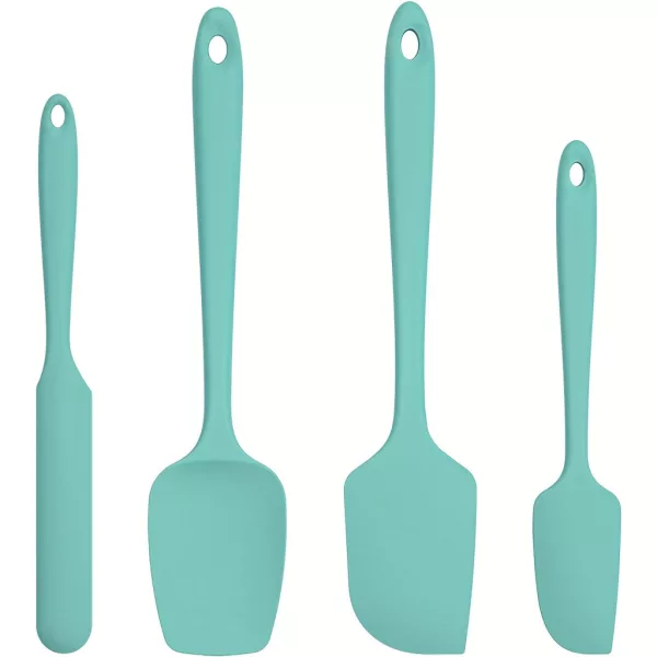 4 db-os szilikon spatulaszett, hőálló 600°F-ig, tartós gumi konyhai eszközök tapadásmentes edényekhez, varrat nélküli kialakítás, piros, 4 méret Szilikon kaparó készlet cián 4 darabos