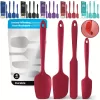 4 db-os szilikon spatulaszett, hőálló 600°F-ig, tartós gumi konyhai eszközök tapadásmentes edényekhez, varrat nélküli kialakítás, piros, 4 méret Szilikon kaparó készlet cián 4 darabos
