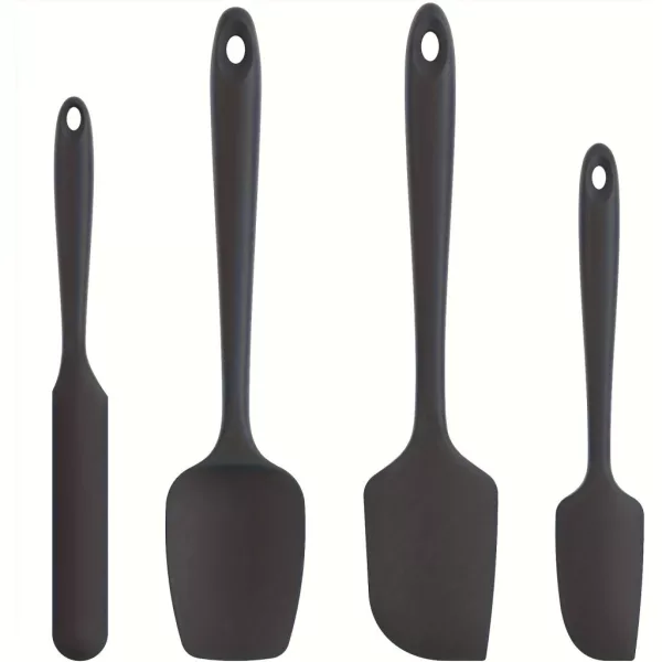 4 db-os szilikon spatulaszett, hőálló 600°F-ig, tartós gumi konyhai eszközök tapadásmentes edényekhez, varrat nélküli kialakítás, piros, 4 méret Szilikon Spatula Fekete 4 darabos készlet