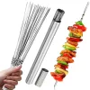 20/30/50db Tartós Rozsdamentes Acél BBQ Nyársak 1 Cső Tárolóval, Újrahasználható és Könnyen Tisztítható Kültéri és Beltéri Grillezési Partikhoz 30 db