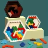 3D hatszögletű fa puzzle játék
