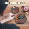 Hatszögletű Tangram-rejtvény, fa kirakós játék