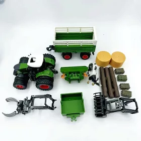   Farm Traktor Játékszett Pótkocsival – 1:24 Méretarány, 42 cm-es Kézi Működtetésű Járművek Gyerekeknek