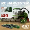 RC Traktor Kombájnnal és Világítással – 1:24 Méretarány, Tartós ABS, Akkumulátoros Traktor Játék