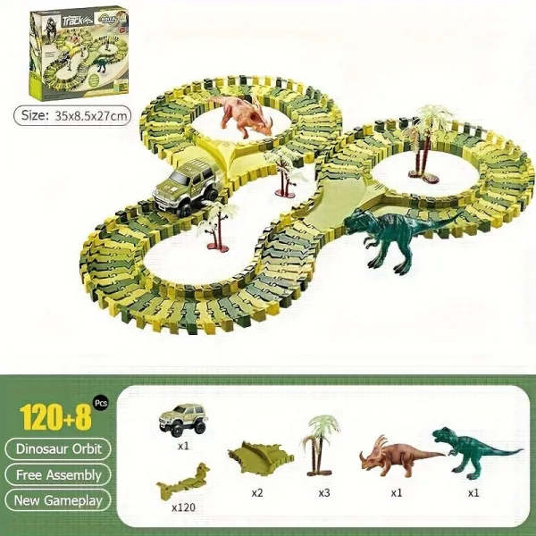 120 db-os Dinoszaurusz Pálya Játék Elektromos Autó Pálya Készlet Fiúknak