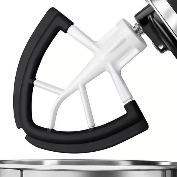 Konyhai 4,5–5 literes tálas állványos keverőhöz való Flex Edge habverő szilikon széllel és kaparóval Fekete