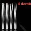 4 db professzionális csipesz készlet - precíziós rozsdamentes acél szemöldök- és arcszőrzethez, tárolótáskával