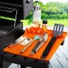 Szilikon BBQ oldalsó égőrács alátét és konyhai eszköztartó csepegtetőtálcával Fekete