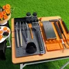 Szilikon BBQ oldalsó égőrács alátét és konyhai eszköztartó csepegtetőtálcával Fekete