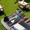 Szilikon BBQ oldalsó égőrács alátét és konyhai eszköztartó csepegtetőtálcával Sötétszürke