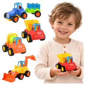   Maxy meghajtásos traktor, markoló és dömper játékszett, 4 db