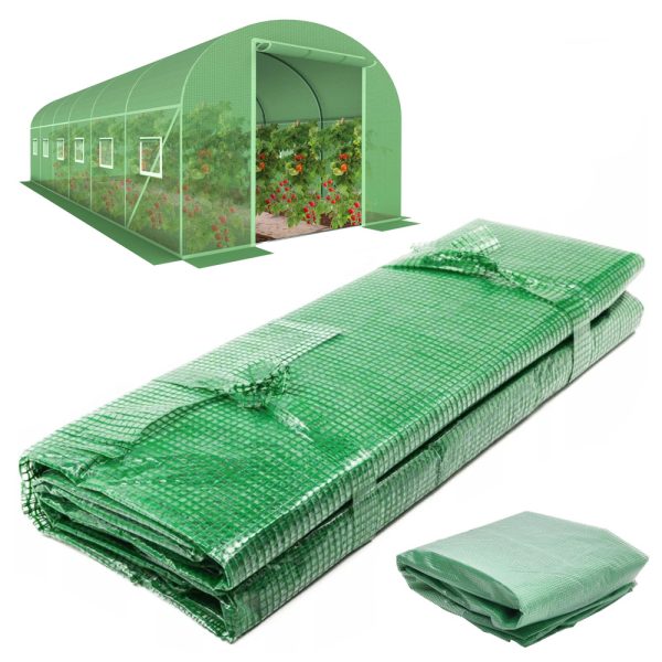 Kerti üvegház fólia zöld szúnyogháló ablakokkal, 2x6x3m, kerti növényekhez, zöldségekhez, termesztéshez